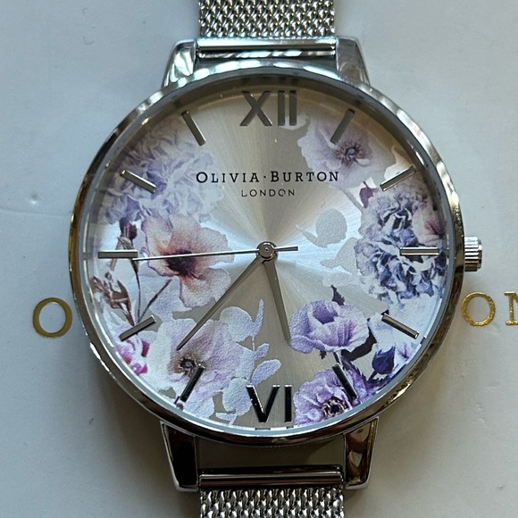 Olivia Burton Signature Florals Watch With 38mm Silver Face & MeshBracelet - Picture 2 of 6